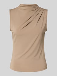 Shaped Fit Top mit Stehkragen Modell 'MADISON' von Pieces Beige - 17