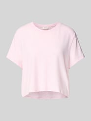 T-shirt krótki z okrągłym, prążkowanym dekoltem od American Vintage Fuksjowy - 43