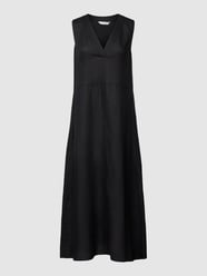 Midi-jurk van linnen, model 'SOFOCLE' van MaxMara Leisure Grijs / zwart - 17