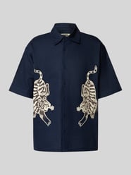 Regular fit linnen overhemd met motiefstitching, model 'Wang' van WOODBIRD - 48