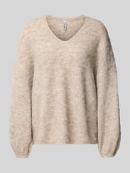 Pullover Modell 'PCALLIE' mit V-Ausschnitt von PIECES Beige - 18