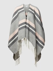 Poncho met streepmotief, model 'Videnise' van Vila Grijs / zwart - 48