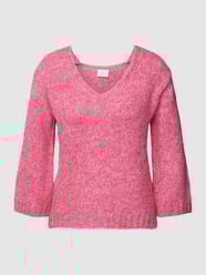Strickpullover mit V-Ausschnitt Modell 'Alioma' von Kaffe Pink - 37