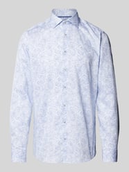 Slim Fit Business-Hemd mit Paisley-Muster von Eterna Slim Fit Blau - 42