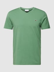 T-shirt z detalem z logo model ‘Supima’ od Lacoste Zielony - 29