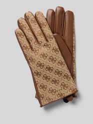Handschuhe mit Allover-Logo-Muster Modell 'NOELLE' von GUESS Beige - 43