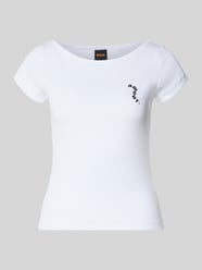 T-shirt z mieszanki bawełny krój slim fit model 'C_Etine' od BOSS Orange - 2