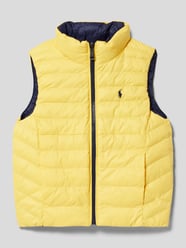 Kamizelka pikowana z wyhaftowanym logo od Polo Ralph Lauren Kids Niebieski - 13