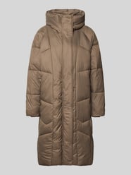 Gewatteerde lange jas met capuchon, model 'TIANA' van FREE/QUENT Beige - 32