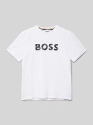 T-Shirt mit Rundhalsausschnitt und Label-Print von Boss Weiß - 14