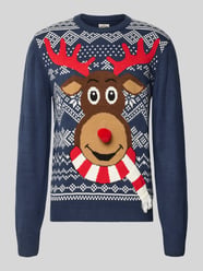 Sweter z dzianiny z prążkowanymi wykończeniami od Montego - 39