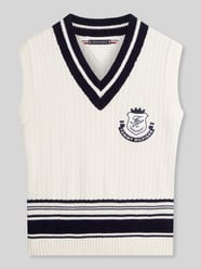 Gebreide spencer met embleem gestikt logo stitching van puur katoen van Tommy Hilfiger - 5