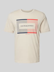 T-Shirt mit Label-Print Modell 'CYRUS' von Jack & Jones Beige - 29