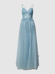 Abendkleid mit Paillettenbesatz von Luxuar Blau - 27