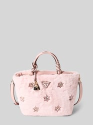 Handtas van imitatiebont met siersteentjes, model 'SHAIDA' van Guess Fuchsia - 9
