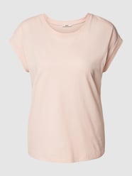 T-shirt z prążkowanym okrągłym dekoltem od Esprit Różowy - 21