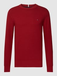 Strickpullover mit Strukturmuster Modell 'CROSS' von Tommy Hilfiger Rot - 18