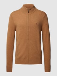 Kurtka z dzianiny z wełny lana z wszytym zamkiem błyskawicznym od Polo Ralph Lauren Brązowy - 34
