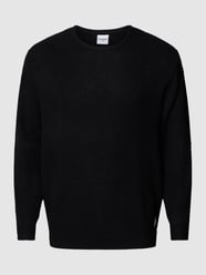PLUS SIZE gebreide pullover met streepmotief, model 'COONO' van Jack & Jones Plus Grijs / zwart - 6