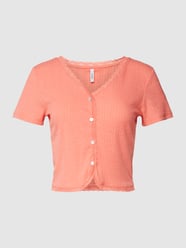Kort T-shirt met kant, model 'CILLE' van Only Oranje - 44