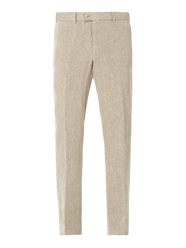 Regular fit chino van linnen, model 'Pilo' van Hiltl Bruin - 26