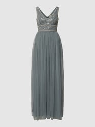 Abendkleid mit Pailletten- und Zierbesatz von LACE & BEADS Grau - 26