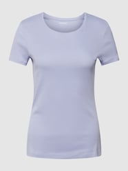 T-shirt met geribde ronde hals van Montego Paars - 32
