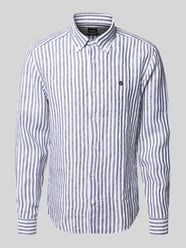 Koszula lniana o kroju regular fit z kołnierzykiem typu button down model 'H-LIAM-BD' od BOSS - 23