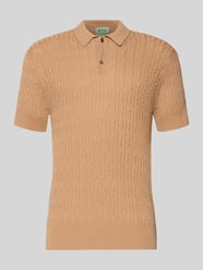 Slim fit korte mouw pullover met kasjmier in tricotlook van FTC-Cashmere Beige - 8