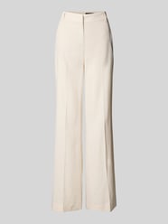 Wide fit high waist stoffen broek met persplooien van Marc Cain Beige - 4