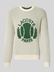 Sweter z dzianiny z nadrukiem z logo od Lacoste - 8