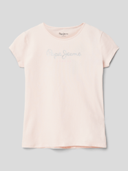 T-shirt met labeldetail, model 'HANA' van Pepe Jeans Roze - 8