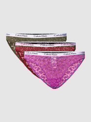 Slip van gebloemd kant in een set van 3 stuks, model 'Carousel' van Calvin Klein Underwear Rood - 3