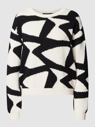 Gebreide pullover met all-over motief van Luisa Cerano Grijs / zwart - 44