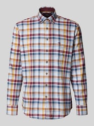 Regular fit flanellen overhemd met borstzak van Fynch-Hatton Bordeaux - 9