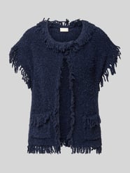 Regular fit mouwloos vest van wolmix met franjes van Milano Italy - 1