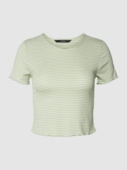 Cropped T-Shirt mit Streifenmuster Modell 'MADI' von Vero Moda Grün - 40