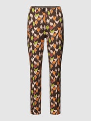 Stoffen broek met all-over motief van Marc Cain Bruin - 29