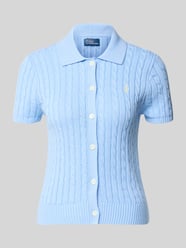 Kardigan o kroju slim fit z kołnierzykiem polo od Polo Ralph Lauren - 8