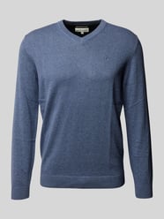 Regular Fit Strickpullover aus reiner Baumwolle mit V-Ausschnitt von Tom Tailor - 38