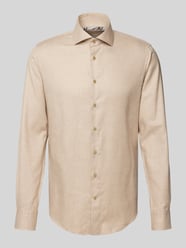 Slim Fit Business-Hemd mit Kentkragen Modell 'Cutaway' von Profuomo Beige - 7