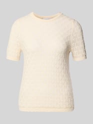 Strickshirt mit Lochstickerei von Jake*s Collection Beige - 12