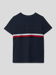 T-shirt van biologisch katoen met labeldetails van Tommy Hilfiger Kids Blauw / turquoise - 18