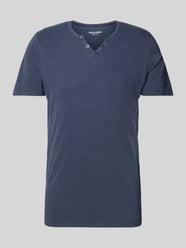 T-Shirt mit V-Ausschnitt Modell 'SPLIT' von Jack & Jones Blau - 30