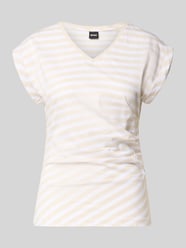 Slim fit T-shirt van 100% katoen model 'EVKA' van BOSS Beige - 7