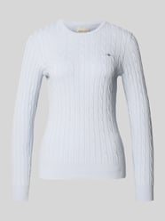Sweter z dzianiny ze ściegiem warkoczowym i wyhaftowanym logo od GANT - 31