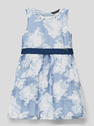Jurk met all-over bloemenmotief, model 'CREPPONE' van Guess Blauw / turquoise - 17