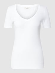 T-Shirt mit geripptem V-Ausschnitt von Marc O'Polo Weiß - 18