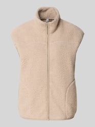 Comfort fit gilet van teddybont met opstaande kraag, model 'SADIA' van Pieces Beige - 10
