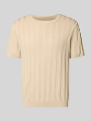 Strickshirt aus Viskose-Mix mit Rundhalsausschnitt von Lindbergh Beige - 36